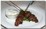 Lamb souvlaki with a tzatziki sauce