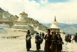 Stupas on road coming into Leh