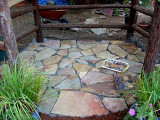Rustic Garden Gazebo from Redwood Posts: Flagstone Gazebo Floor