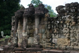 Terrace of the Elephants is part of the walled city of Angkor Thom, a ruined temple complex in Cambodia