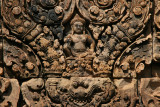 Banteay Srei is covered with elaborate and deeply carved decoration