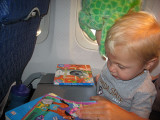 Simon on the airplane
