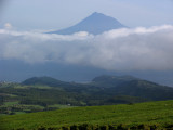 Pico, the highest mountain in Portugal as seen through the clouds