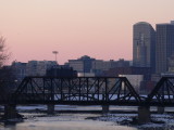 Geese and the city-sunset