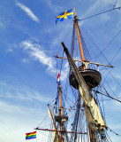 Flags and rigging of the Kalmar Nyckel