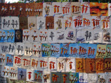 Paintings on a clothesline
