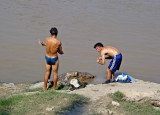 Washing clothes in the Mekong