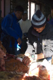 Butcher using a Khukuri at Namche Bazaar