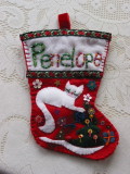 Penelopes stocking made by Margaret