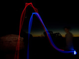 Ryan tosses glowsticks into a 30mph wind at Cedar Ridge