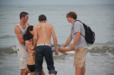 they tried to throw me in the ocean with all my clothes on...not cool.