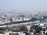 Sacre-Coeur Church in the distance is located  on the highest elevation in Paris.