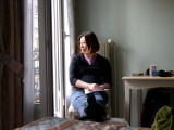 Kay relaxing after a day of walking.