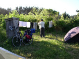Laundry is a daily activity when traveling light.