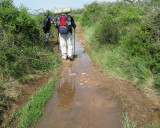 Jacinto and Jose Luis in the muddy path near Lorca