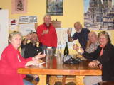 Enjoying a glass of cava with Ramon and Maria Teresa, hospitaleros at the Najera albergue