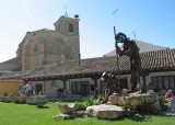Pilgrim monument at the Boadilla del Camino albergue