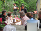 Communal dinner at the albergue Brasil