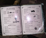 Part of restaurant menu