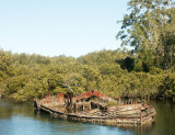 Derelict barge in mangroves