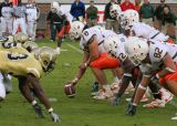 Canes offense lines up against the Jackets defense