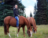 Carolin grazing the horses