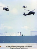 1992 - US Army helicopters landing at Eastern maintenance base during Hurricane Andrew relief operations