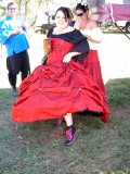 This is what happens when you blow out your shoes and the husband cant fix them!  you wear comfy shoes under a hoop skirt!