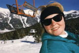 1996 - Karen on the lift at Copper Mountain