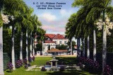 Widener Fountain and Club House lawn, Hialeah Park - postcard
