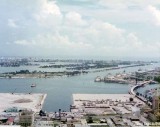 1975 - Old Port of Miami in foreground, Government Cut, Watson and Dodge Islands