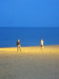 twilight on the beach at barceloneta