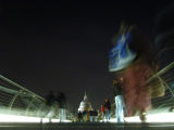 on the millenium bridge looking towards st. pauls