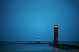 night falls on the harbor