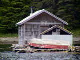 old floating boathouse Sitka Alaska.
