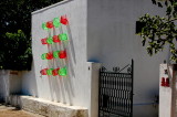 the colors of the Italian flag - white  - red - green