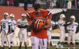mark puts his helmet back on - - crowd fears for safety of harrison player who removed it