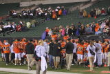 celebrating win with the crowd