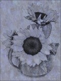 Three Sunflowers In A Blue Teapot 2