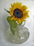 One Sunflower In A Glass Vase
