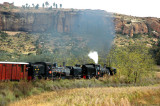 Steaming along the sandstone cliffs