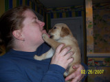 Denise and the pup we picked out get acquainted.
