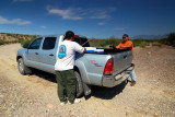 Jeremy and Brad resting at the Vehicle