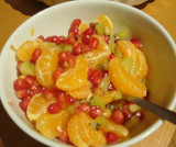 christmas fruit salad:clementines,kiwi,pomegranate