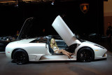 Lovely lady showing off a Lamborghini Murciélago