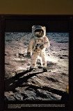 Color shot of man walking on moon