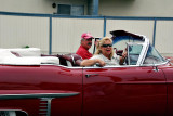 Bob Kagel and wife with awesome 1957 Caddy convertible