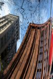 NYU Library & Business School Building - Car Window Reflection