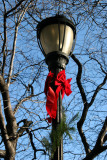 Garden Lamp Post with Holiday Ribbon & Bow