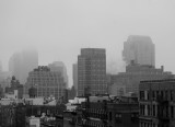 Misty Dawn - Downtown Manhattan in Black & White Tones